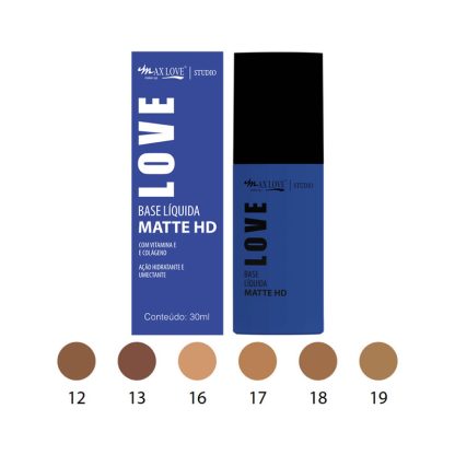 Base Líquida Matte HD 12 a 19 Max Love Atacado