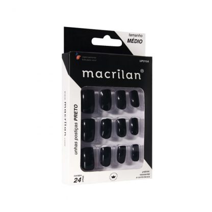 Unhas Postiças Tamanho Médio Preto Macrilan UP-315A