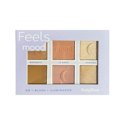 Paleta de Pó, Blush e Iluminador Feels Mood Ruby Rose HB-7524