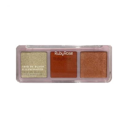 Trio de Blush e Iluminador Ruby Rose HB-F583 Cor 1