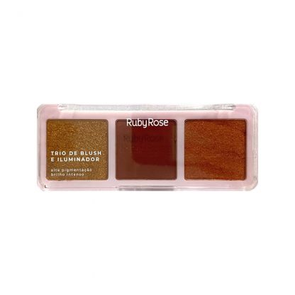 Trio de Blush e Iluminador Ruby Rose HB-F583 Cor 2