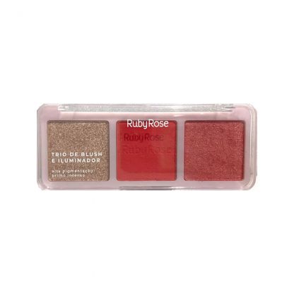 Trio de Blush e Iluminador Ruby Rose HB-F583 Cor 3