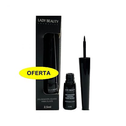 Delineador Líquido Preto Lady Beauty Oferta