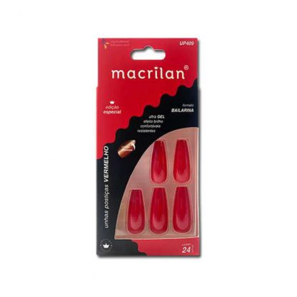 Unhas Postiças Bailarina Vermelho Macrilan UP-409