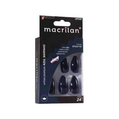 Unhas Postiças Stiletto Azul Marinho Macrilan UP-502