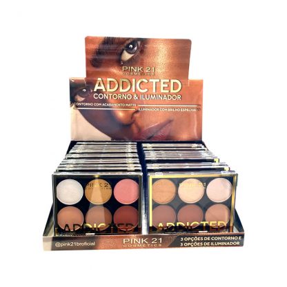 Paleta de Contorno e Iluminador Addicted Pink 21 CS-3594 Atacado