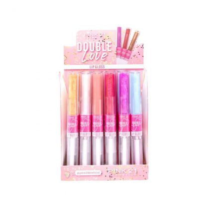 Lip Gloss Glitter Double Love Pink 21 CS-4032 Atacado