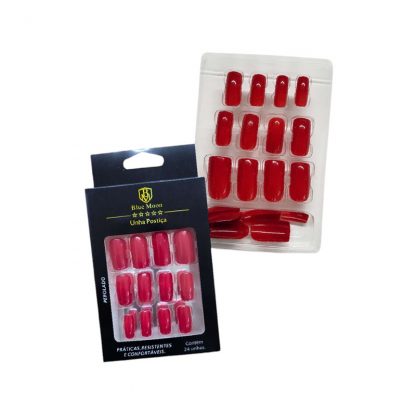 Unhas Postiças Vermelho Perolado Blue Moon BM-1008-17