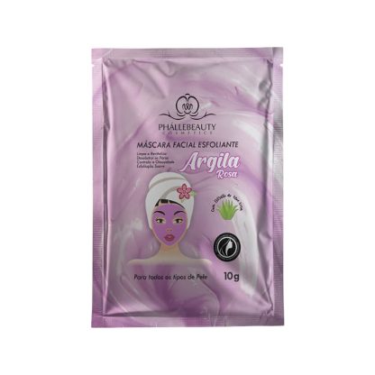 Máscara Facial Esfoliante Argila Rosa Phallebeauty PH-053