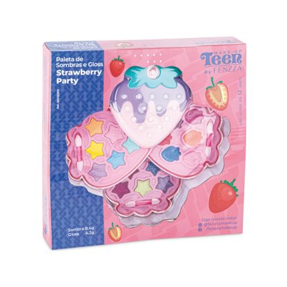 Paleta de Sombras e Gloss Strawberry Party Teen Fenzza SKV-120019