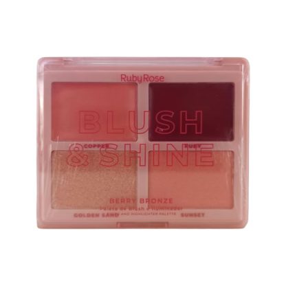 Paleta de Blush e Iluminador Berry Bronze Ruby Rose HB-M1001-2